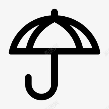 安全黑线框雨伞保险防护图标图标