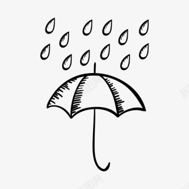 伞雨雨滴图标图标