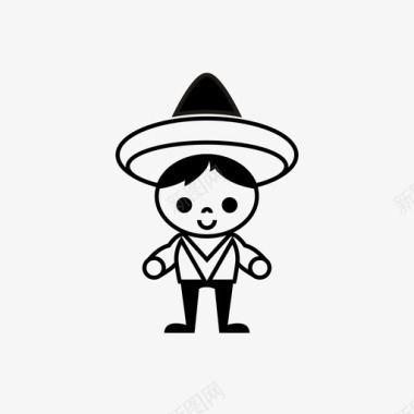 墨西哥男孩孩子洋娃娃图标图标