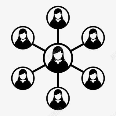 曲线商务人物网络连接女性图标图标