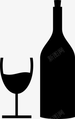 酒杯名片设计带瓶酒杯酒精软木塞图标图标