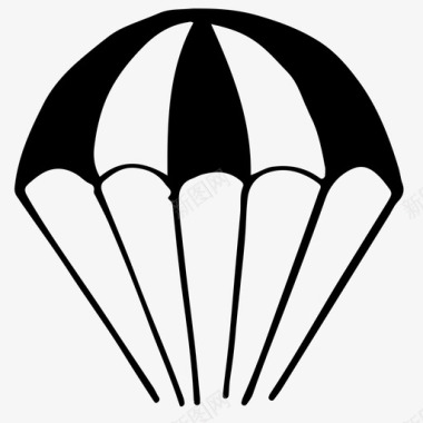 降落伞手绘素描图标图标