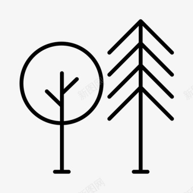 夏令营总动员树木露营森林图标图标