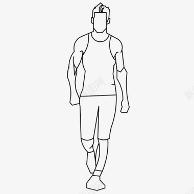 肌肉男运动健康生活图标图标