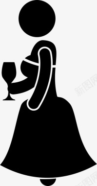 木桶红酒有红酒的女人漂亮的有礼服的图标图标