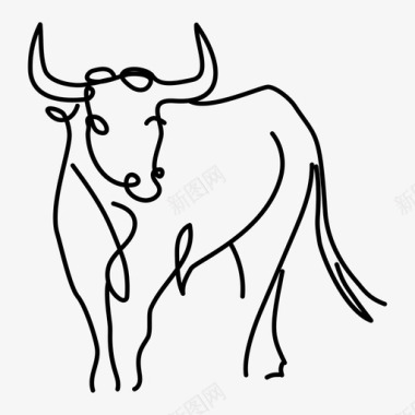 公牛动物手绘图标图标