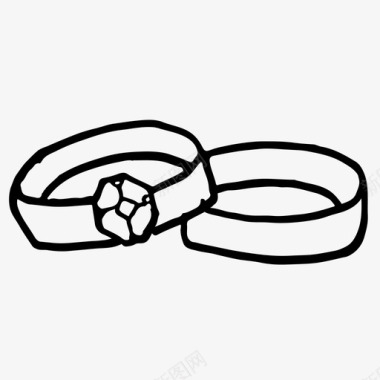 戒指订婚手绘图标图标