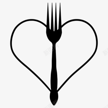 叉子放在心上吃爱图标图标