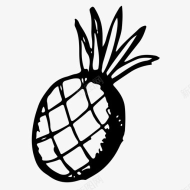 菠萝水果手绘图标图标