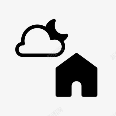 房子和阴月家天气图标图标