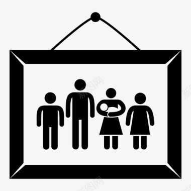 家庭肖像相框悬挂图标图标