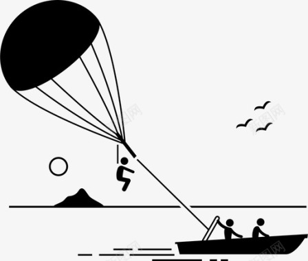 滑翔伞船极限运动图标图标