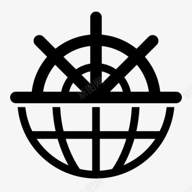 船海外航运船地球仪图标图标