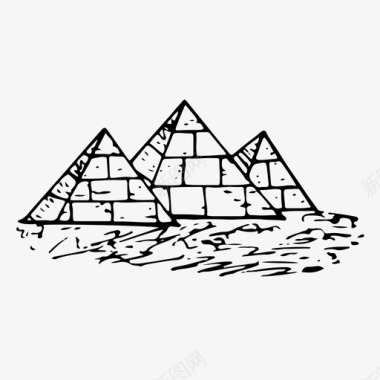 埃及金字塔手绘素描图标图标