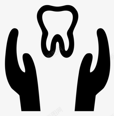 牙齿护理崇拜手图标图标