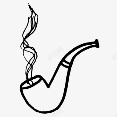 烟斗手绘烟熏图标图标