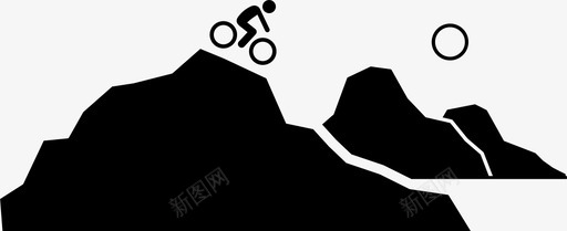 山顶岩石山地自行车自行车山地图标图标