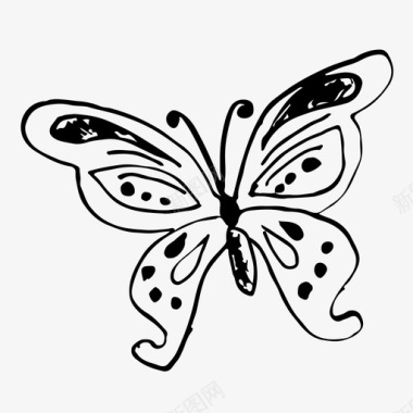 蝴蝶手绘昆虫图标图标