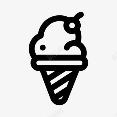 勾勒冰激凌冰淇淋蛋卷图标图标