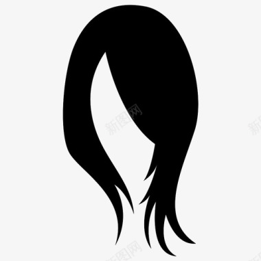 女人剪影长头发的女人头人图标图标