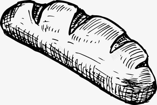 长棍面包食物手绘图标图标