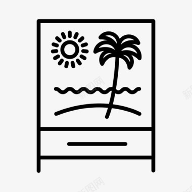 海滩夏威夷海滨图标图标