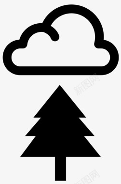 松树云风景图标图标