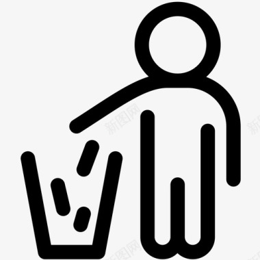 垃圾桶垃圾回收标志符号轮廓图标图标