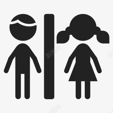 女孩的童年厕所标志男孩女孩图标图标