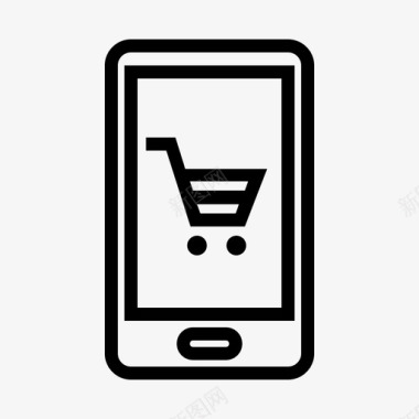 带智能手机的网店商务购物车图标图标