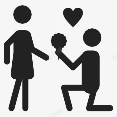 求婚花束约会图标图标