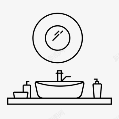 浴室洗手盆镜子图标图标