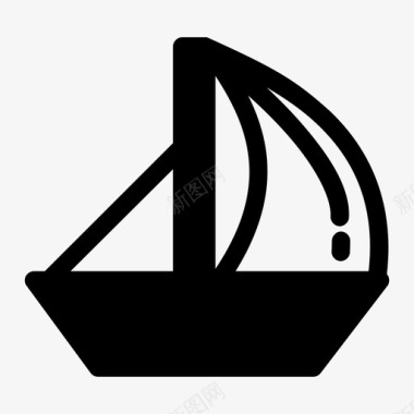 帆船波浪图标图标
