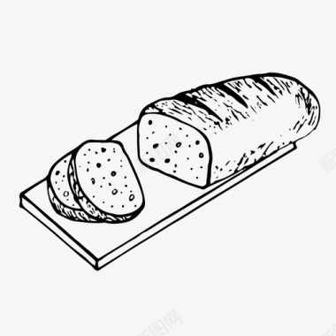 相框素描面包食物手绘图标图标