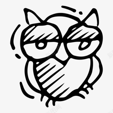 猫头鹰小鸟涂鸦教育图标图标