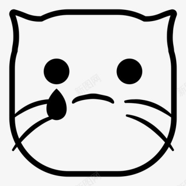 夸张表情猫悲伤的猫下降表情符号图标图标