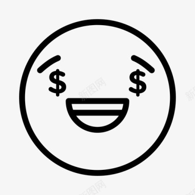 快乐金钱表情符号美元表情符号图标图标