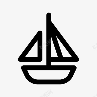 帆船旅行生活的图标轮廓浓密图标