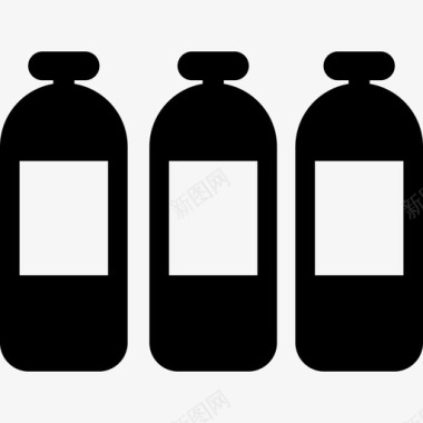 三瓶溶液保健图标图标