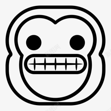 笑牙猴黑猩猩表情符号图标图标