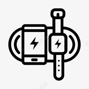 使用无线c为智能手机和智能手表充电电池电源图标图标