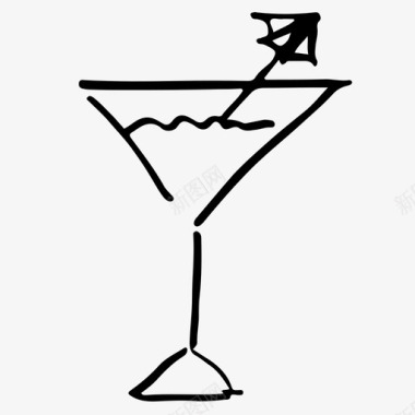 鸡尾酒酒精手绘图标图标