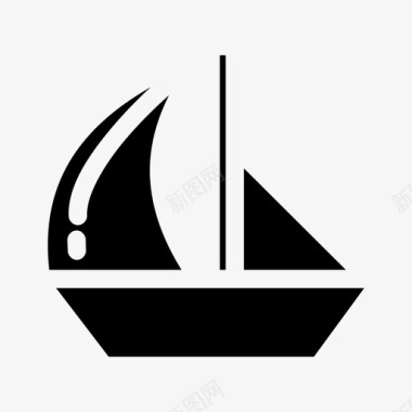 水墨风景画帆船大海船图标图标