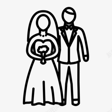 新婚夫妇新郎新娘夫妻图标图标