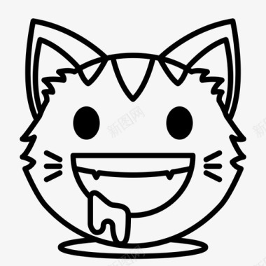 流口流口水的猫脸表情符号饥饿图标图标
