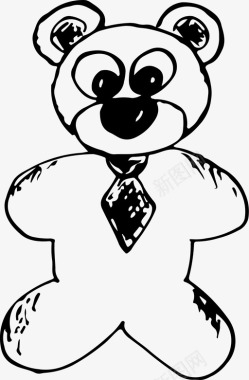 泰迪熊手绘素描图标图标