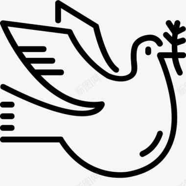 鸽子用橄榄枝鸟叶图标图标