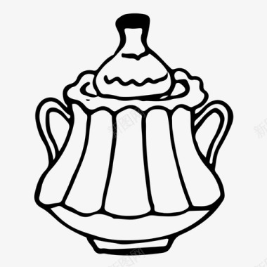 糖碗盘子手绘图标图标