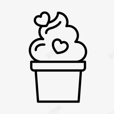 纸杯蛋糕订婚冰淇淋图标图标