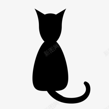 坐着猫动物黑猫图标图标